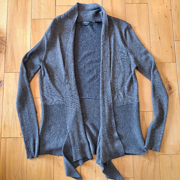 VERVE ami Elegant Cardigan Charcoal Gray with Gold Fleck Size Medium - Picture 1 of 9